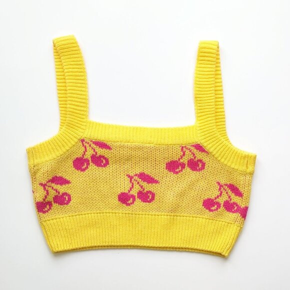 Noisy May Knit Crop Top Whimsical Girlhood Cherries Fruit Edgy Indie Size Small - Picture 3 of 5